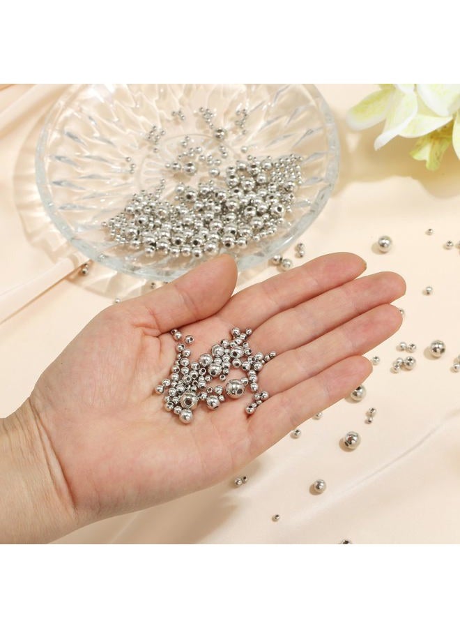 Monigte Silver Beads 1100 Pcs Smooth Round 3/4/6/8mm Silver Filled Beads for Bracelet Jewelry Making - Image 5
