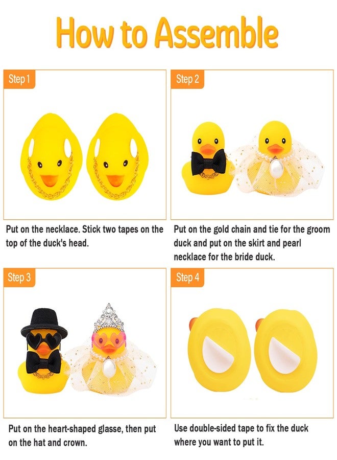 wonuu Pair Set of 2 Wedding Rubber Ducks, Bride Groom Duckies Marriage Rubber Duck Mini Couple Ducky for Ceremony Gift Souvenir Marry Blessings Elegant Heartwarming Present, White - Image 5