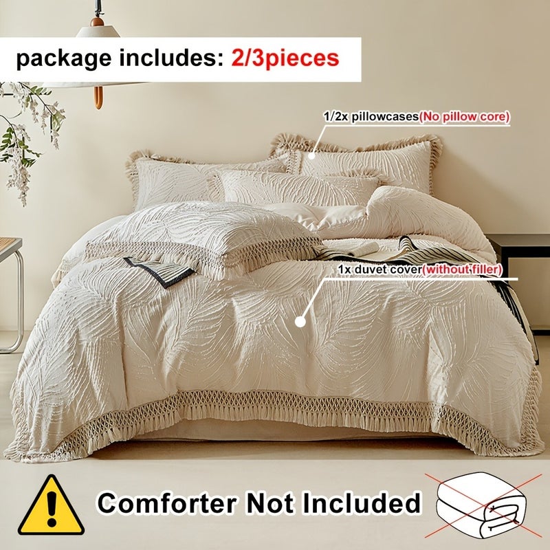 Spring And Summer New Cut Flower Duvet Cover Set 2/3pcs Set (1 Duvet Cover And 1/2 Pillowcase), Tassel Design, Easy Princess Style, Four-Season Bedroom Bedding Duvet Cover Set, with Zipper And Duvet Corner Strap - Image 4