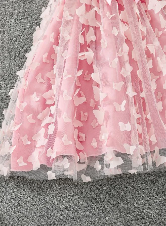 Take Two  Girls Pink Puff Sleeve Butterfly Embellished Dress for Women | Best Price UAE