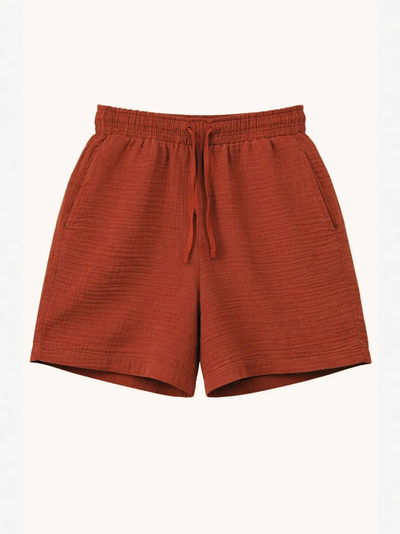 Mixray High-Waist Textured Wide-Leg Shorts - Image 1