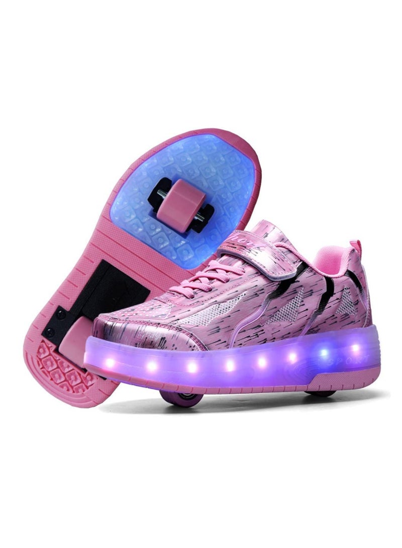 Loquat LED Flash Light Sneaker Skate Shoes with Wheels USB Charging Roller Skates Shoes - Image 1