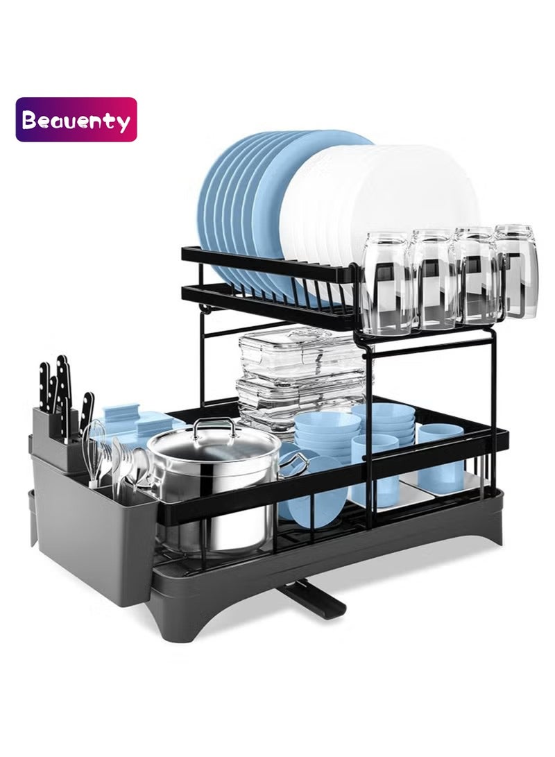 بيوينتي رف أطباق مطبخ بطبقتين مع مصفاة - Image 1