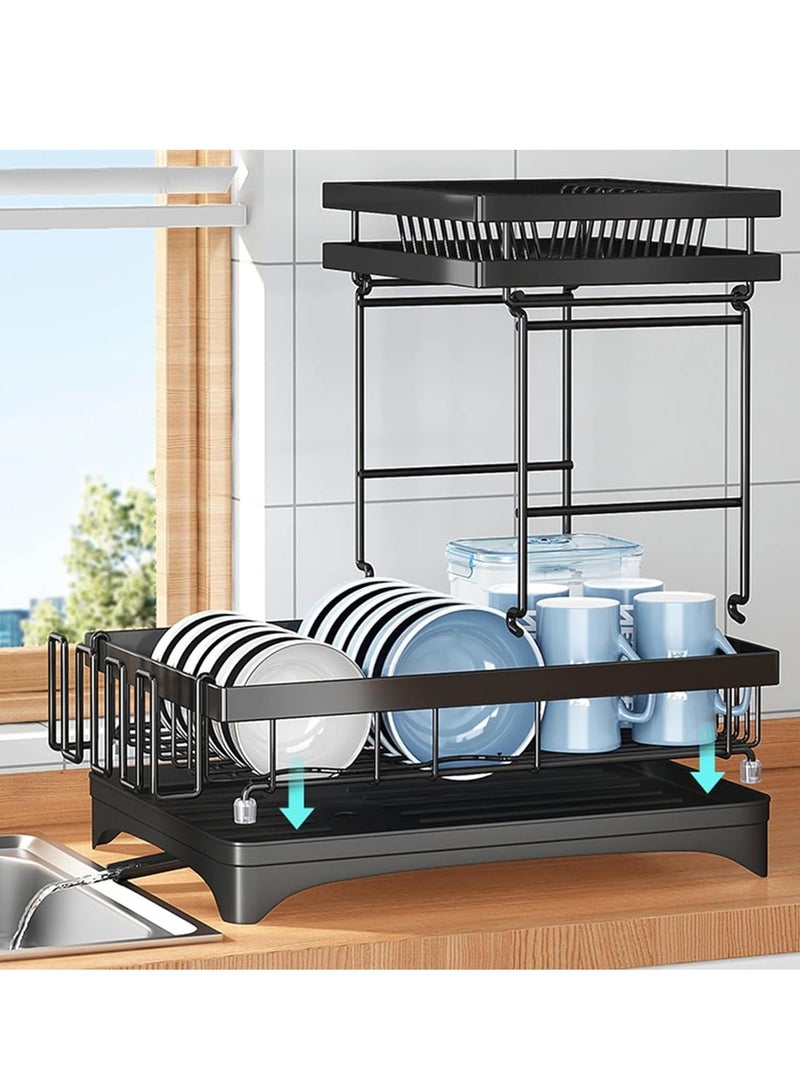 بيوينتي رف أطباق مطبخ بطبقتين مع مصفاة - Image 2