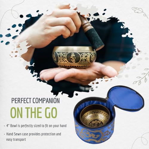 Wish Well Tibetan Singing Bowl Set 4" – Handcrafted in Nepal with Storage Case – Meditation Sound Bowl for Sound Healing, Sound Bath, Reiki, Yoga, Mindfulness & Meditation Accessories - Image 5