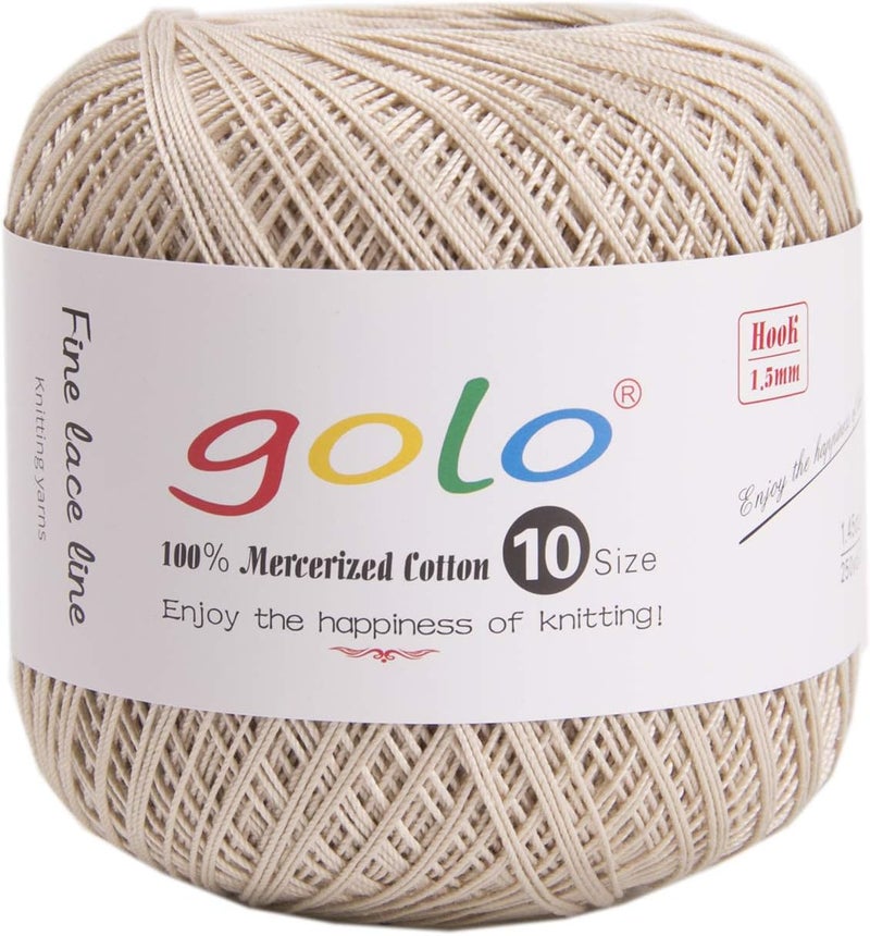 Golo Crochet Thread Size 10 Yarn for Tatting Crocheting Weaving Light Khaki 731 - Image 1