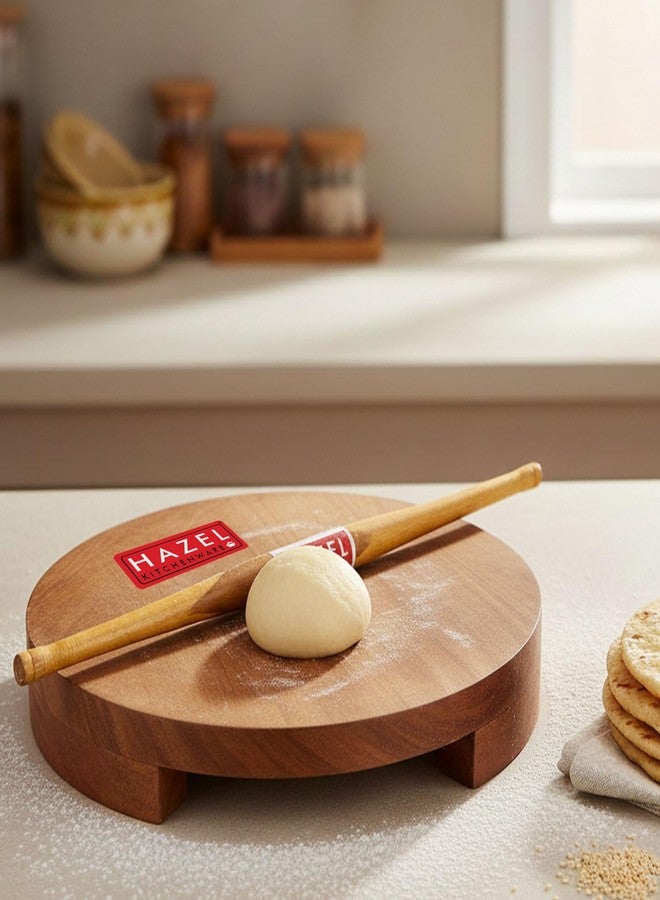 هايزل هازل ساغوان بولبات صانعة الشباتي تشاكلا روتي 24 سم مع رول روتي خشبي بيلان شوبك 36 سم - Image 1