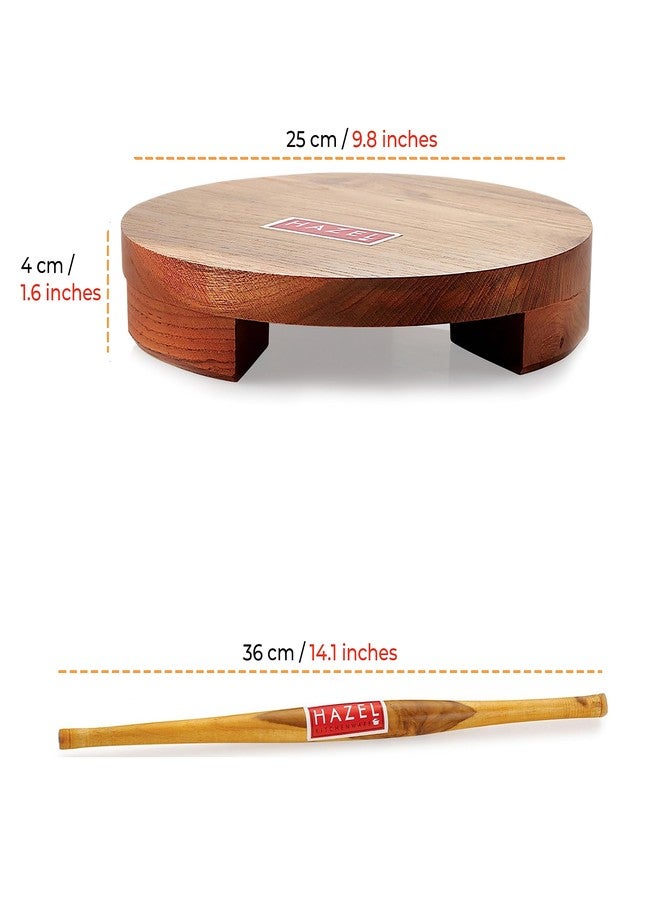 هايزل هازل ساغوان بولبات صانعة الشباتي تشاكلا روتي 24 سم مع رول روتي خشبي بيلان شوبك 36 سم - Image 3