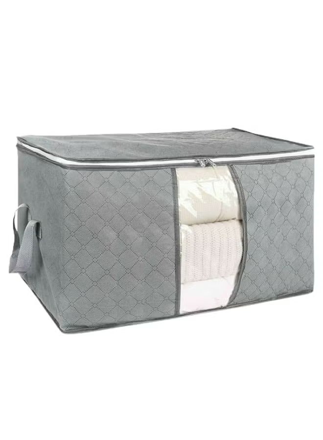 حقيبة تخزين قماشية كبيرة السعة - منظم ملابس قابل للطي مع سحاب للإغلاق ومقابض - مثالية للبطانيات والألحفة والأشياء الموسمية - Image 1