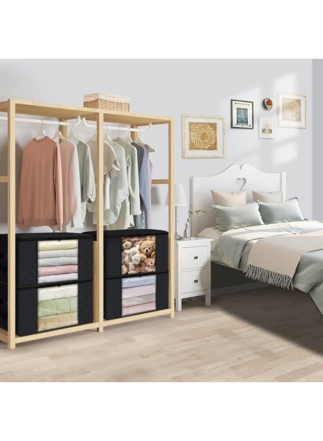 حقيبة تخزين قماشية كبيرة السعة - منظم ملابس قابل للطي مع سحاب للإغلاق ومقابض - مثالية للبطانيات والألحفة والأشياء الموسمية - Image 2