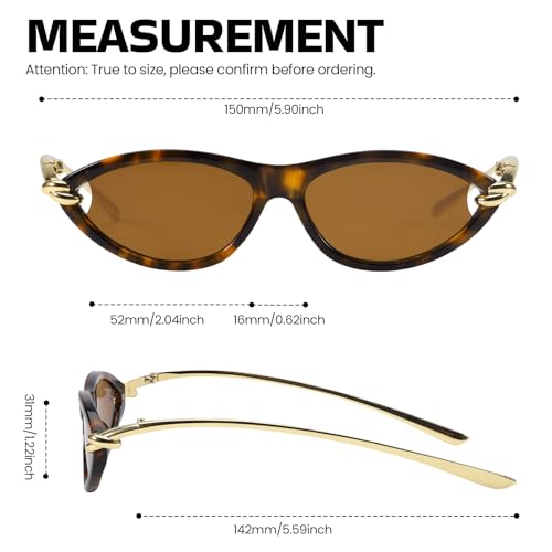SODQW Gold Cat Eye Sunglasses for Women Trendy Retro Cateye Designer Sun Glasses with Metal Temples 2025 Fashion Shades - Image 5