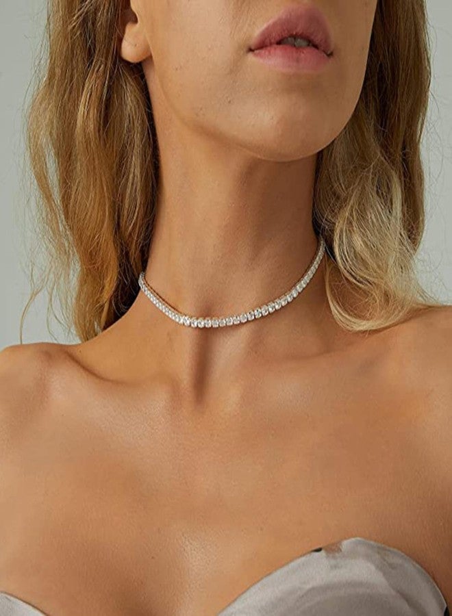 Peora Silver Plated Cubic Zirconia Studded Collar Necklace, Contemporary Style Fashion Jewellery for Women, Gifts for Women - Image 4