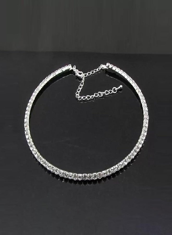 Peora Silver Plated Cubic Zirconia Studded Collar Necklace, Contemporary Style Fashion Jewellery for Women, Gifts for Women - Image 2