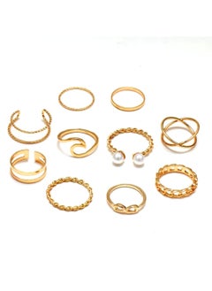 Huitich 9 Pcs Multi-Size Elegant Fashion Rings Set Gold Colour Jewelry for Women  - Image 3
