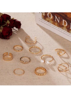 Huitich 9 Pcs Multi-Size Elegant Fashion Rings Set Gold Colour Jewelry for Women  - Image 4