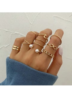 Huitich 9 Pcs Multi-Size Elegant Fashion Rings Set Gold Colour Jewelry for Women  - Image 2