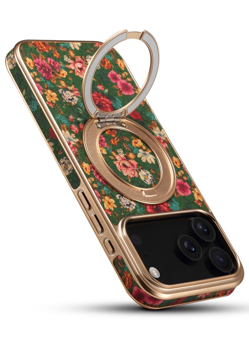 دينيور جراب لهاتف iPhone 17 Pro Max، مزود بحلقة حماية للكاميرا، بتصميم أنيق وجذاب، مزين بنقشة زهور كاواي أنيقة للفتيات، مناسب لهاتف iPhone 17 Pro Max، ذهبي. - Image 5