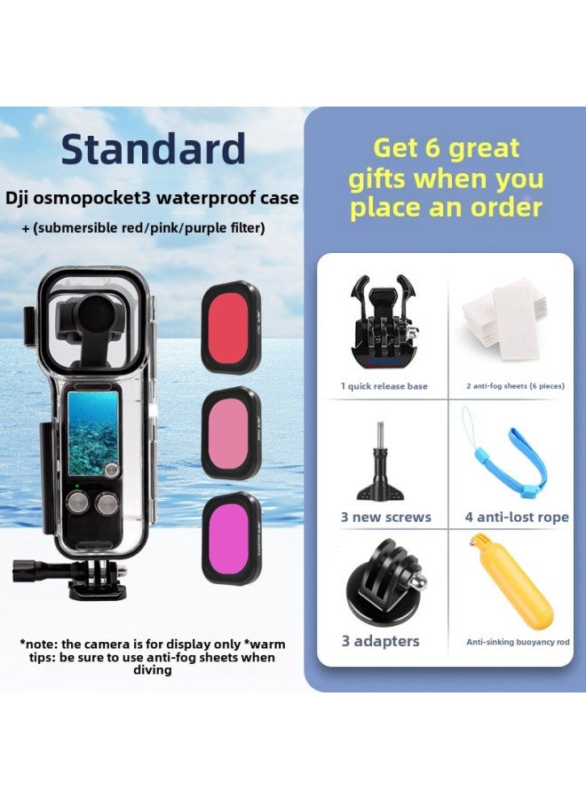 Applicable To Dajiang Pocket3 Waterproof Shell Filter Multifunctional Accessories Handheld Stabilizer Glass Protective Shell-Color:DJI Pocket 3 Waterproof Shell Diving Red Pink Purple  - Image 1