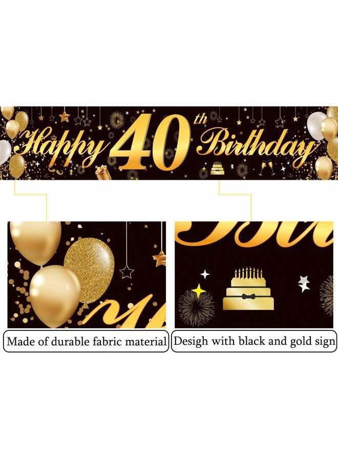 Jutoe Happy 50th Birthday Banner,Birthday Party Sign Backdrop Banner For Men Women Cheer to 50 Years,Durable Black&Gold Glitter Birthday Sign Yard Sign For 50th Birthday Party Decoration Supplies(50 Black) - Image 5