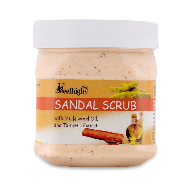 FEELHIGH Sandal Scrub Enriched with Sandalwood Oil And Turmeric Extract 500ml Men And Women Facial Scrub - Image 1