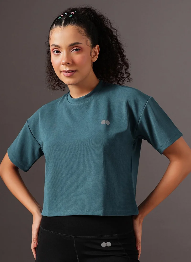 كلوفيا Clovia Comfort Fit Active Crop Top in Deep Sea Blue