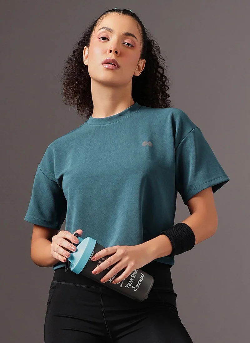 كلوفيا Clovia Comfort Fit Active Crop Top in Deep Sea Blue
