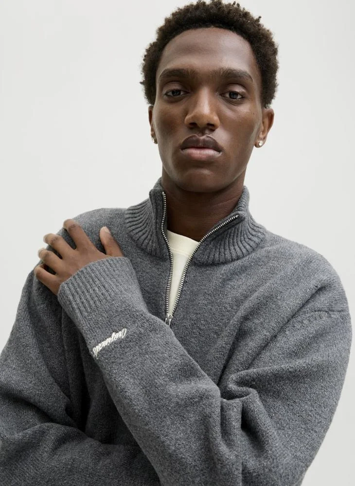 JACK & JONES Casual Regular Fit Half Zip Sweatshirt