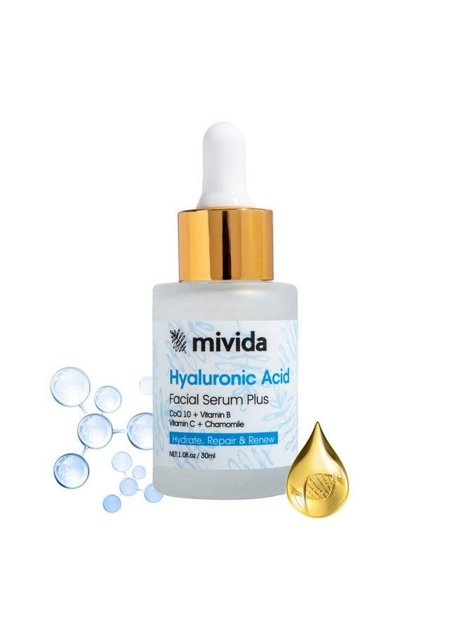 Mivida - Hyaluronic Acid Serum For Face | Natural Anti Aging Formula With Vitamin C Vitamin B Coq 10 | Plumps Fine Lines Fades Dark Spots | Hydrates & Nourishes Dry Skin | 1 Fl Oz - Image 1
