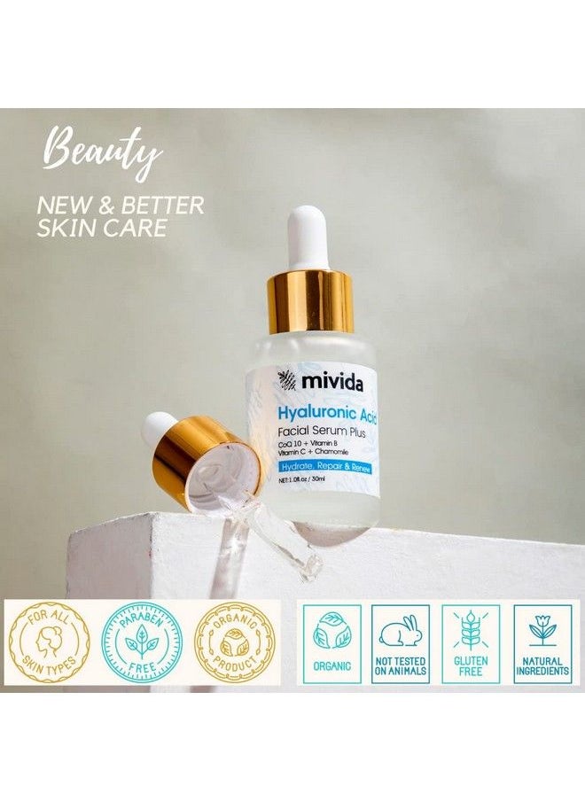 Mivida - Hyaluronic Acid Serum For Face | Natural Anti Aging Formula With Vitamin C Vitamin B Coq 10 | Plumps Fine Lines Fades Dark Spots | Hydrates & Nourishes Dry Skin | 1 Fl Oz - Image 1