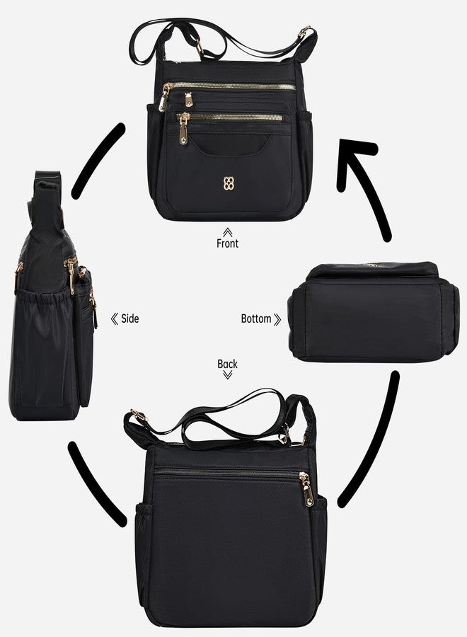 CAAORDKSO Crossbody Bag for Women Nylon Waterproof Shoulder Purse Messenger Bag Lightweight Travel Bag with Multiple Pockets (Black) - Image 4