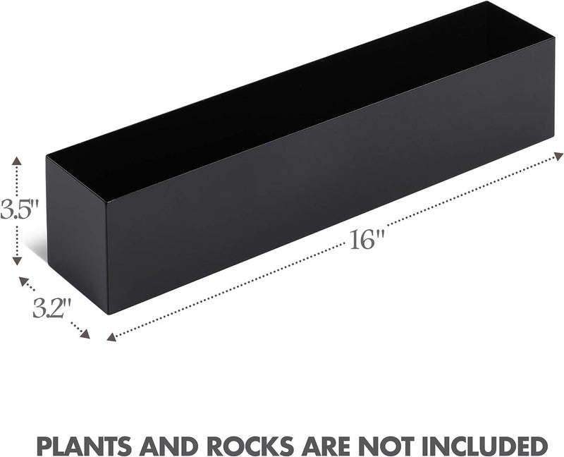Lavish Craft Modern Narrow Planter Box | 16" Metal Perfect as a Succulent Planter for Table or Window Sill Planters Indoor | Rectangular Stainless Steel Long Planter, White (Black) - Image 5