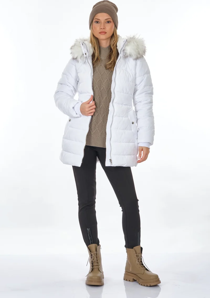 اونلي Hooded White Women's Coat 15304765