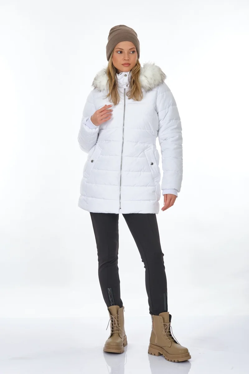 اونلي Hooded White Women's Coat 15304765