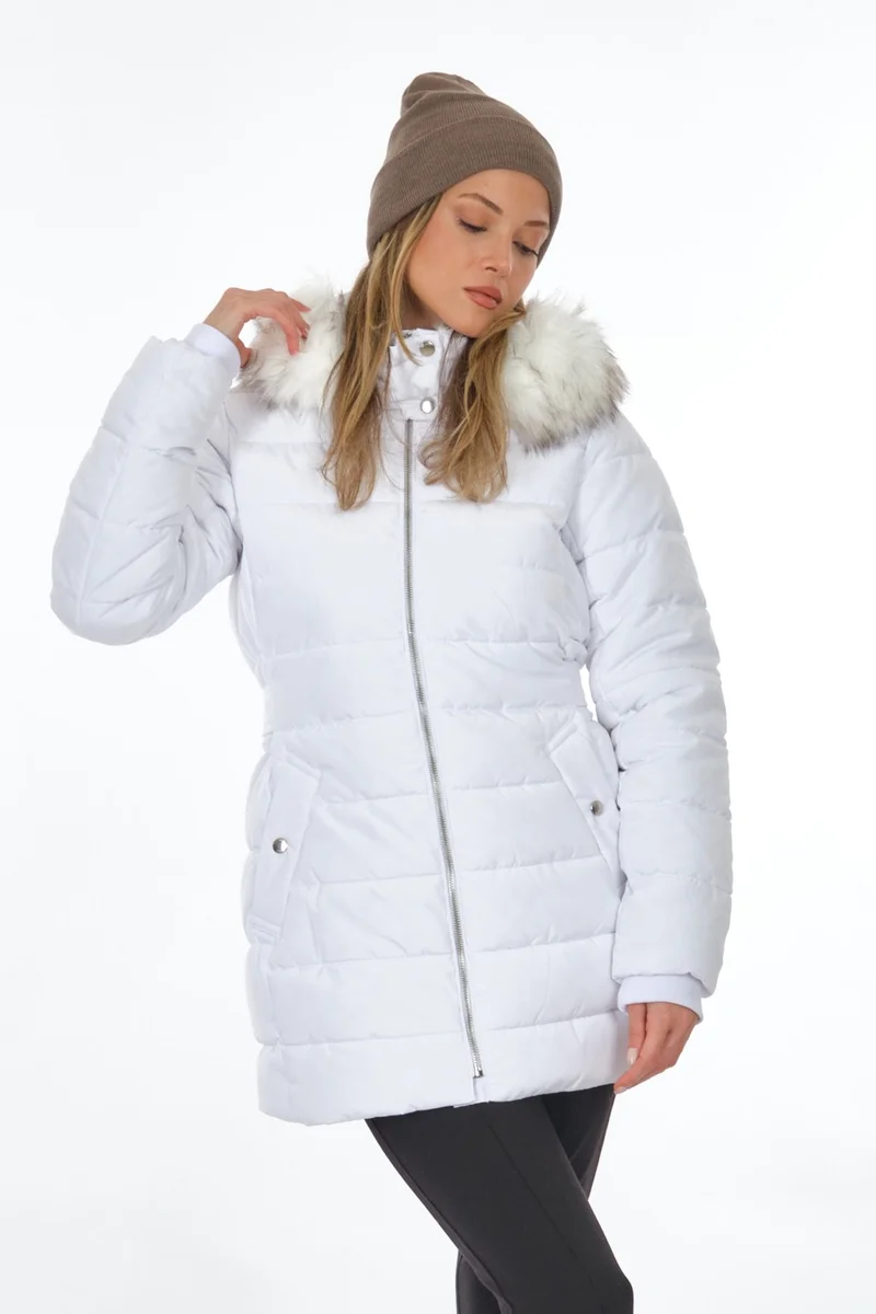 اونلي Hooded White Women's Coat 15304765