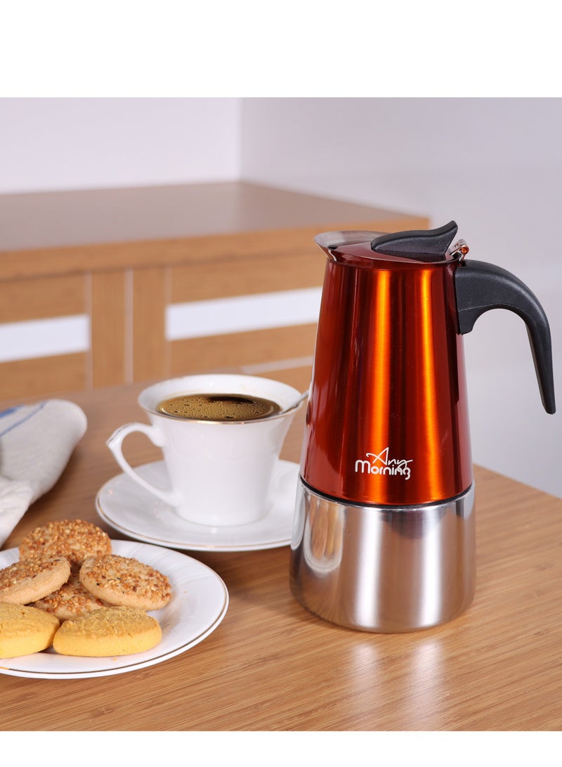 Any Morning Stovetop Stainless Steel Espresso Coffee Maker 300ML Copper - Image 3