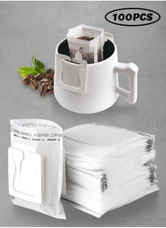 Generic 100pcs Hanging Ear Design Portable Coffee Filter Bag Paper, Disposable Drip Coffee Filter Paper, Compatible With Various Coffee Cups/Utensils, Travel, Camping, Home, School Office Supplies  - Image 1