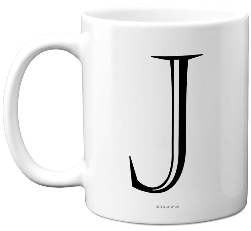 Stuff4 Personalised Alphabet Initial Mug  Letter J Mug Gifts for Him Her Fathers Day Mothers Day Birthday Gift 11oz Ceramic Dishwasher Safe Anniversary Valentines Christmas Retirement