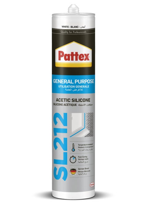 Pattex SL212 General Purpose Silicone Sealant - 280ml for Indoor & Outdoor Use , White