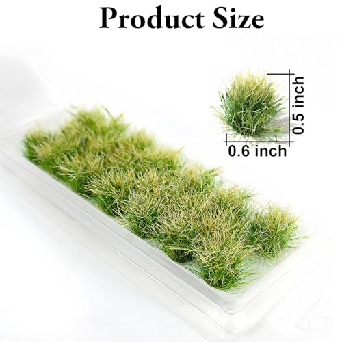 Warmtree 20 Pcs Static Grass Bushy Tufts Lowland Shrubs Scenery DIY Miniature for Train Landscape Railroad Scenery Sand Military Layout Model War Gaming Terrain (Autumn Green) - Image 2