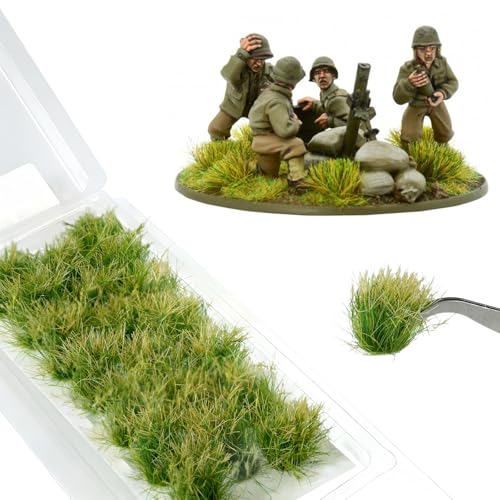 Warmtree 20 Pcs Static Grass Bushy Tufts Lowland Shrubs Scenery DIY Miniature for Train Landscape Railroad Scenery Sand Military Layout Model War Gaming Terrain (Autumn Green) - Image 1