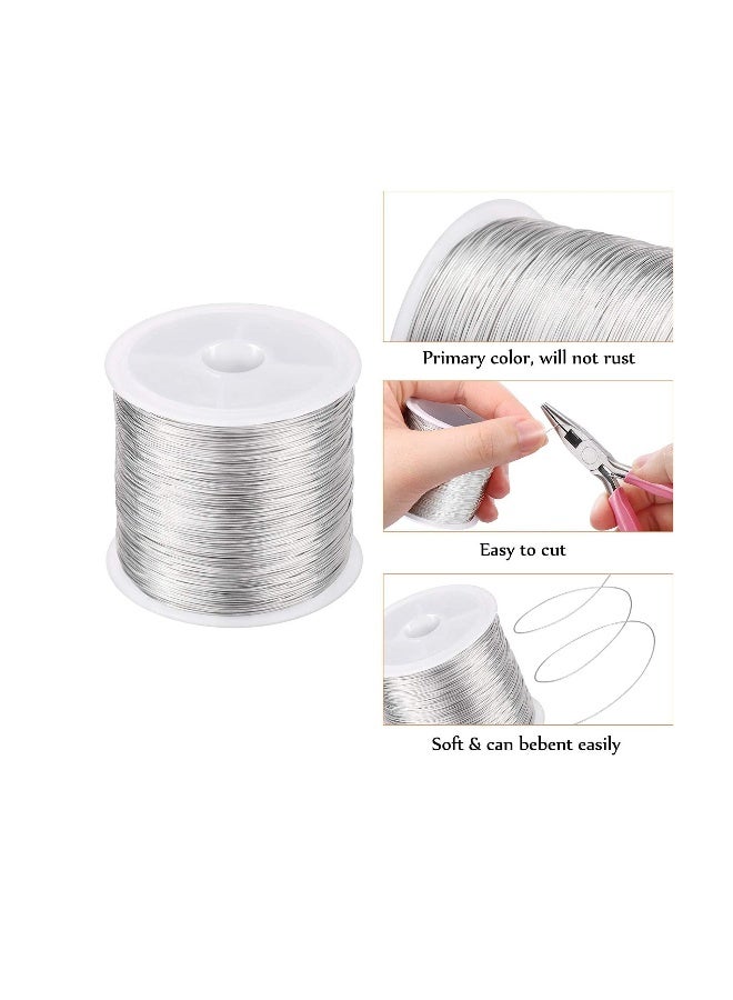 328Ft Jewelry Wire Craft Wire 26 Gauge Tarnish Resistant Jewelry Beading Wire Copper Beading Wire for Jewelry Making Supplies and Crafting, 0.4mm X 100m Silver Color - Image 2