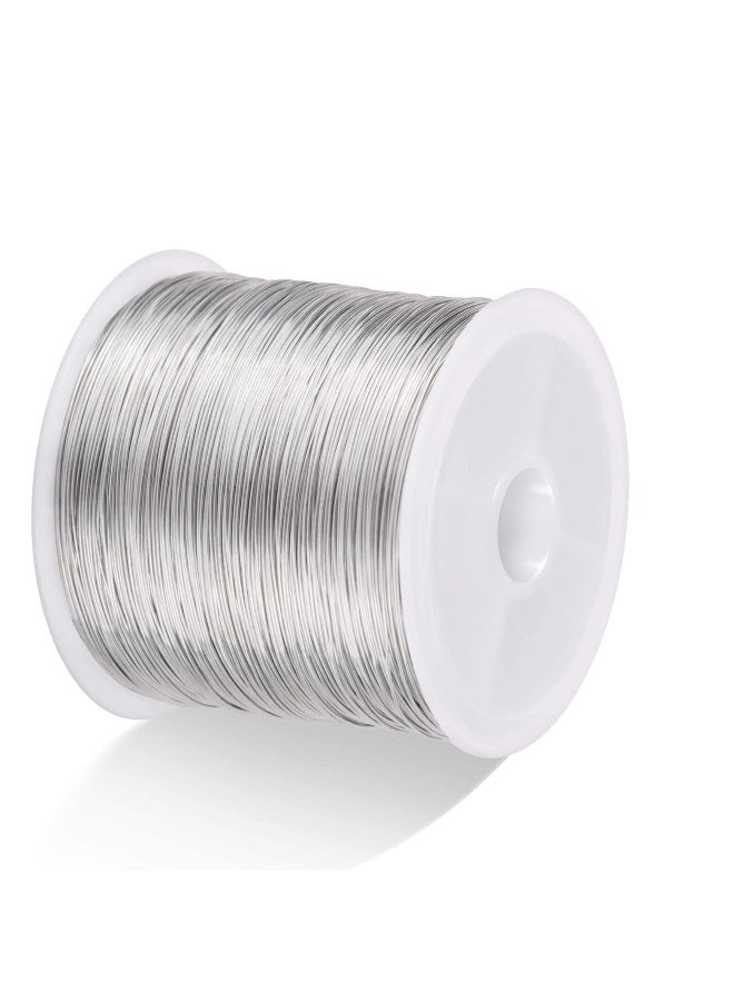 328Ft Jewelry Wire Craft Wire 26 Gauge Tarnish Resistant Jewelry Beading Wire Copper Beading Wire for Jewelry Making Supplies and Crafting, 0.4mm X 100m Silver Color - Image 1