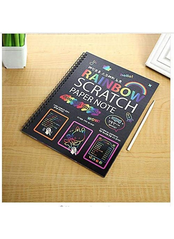deziine deziine�Scratch Paper Books 3 Packs 10.2 x 7.5 inches for Kids Rainbow Color Scratch Off Paper Art with 3 Stylus Scratchers Ideal for Kids School Help Children to Focus Practice Hands (Pack of 3)  - Image 4