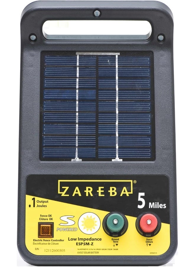 Zareba Esp5M-Z Solar Powered Low Impedance Electric Fence Charger - 5 Mile Lightning Electric Fence Energizer, Contain Animals And Keep Out Predators  - Image 1