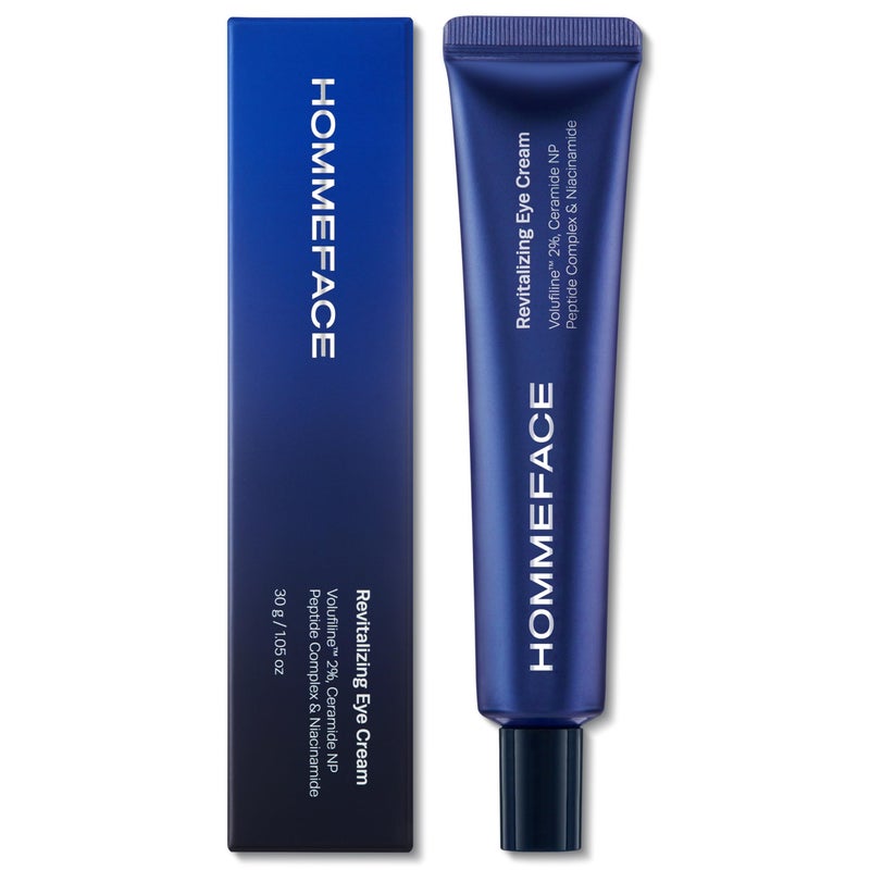HommeFace Mens Revitalizing Eye Cream AntiWrinkle Korean Skincare Technology with Volufiline Ceramide Hyaluronic Acid Peptides Collagen 105 oz