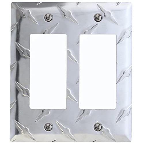 Amerelle Diamond Plate Double Rocker Stamped Aluminum Wallplate - Image 1