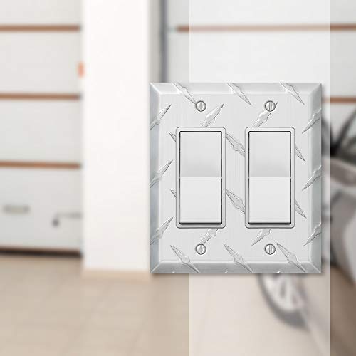 Amerelle Diamond Plate Double Rocker Stamped Aluminum Wallplate - Image 3