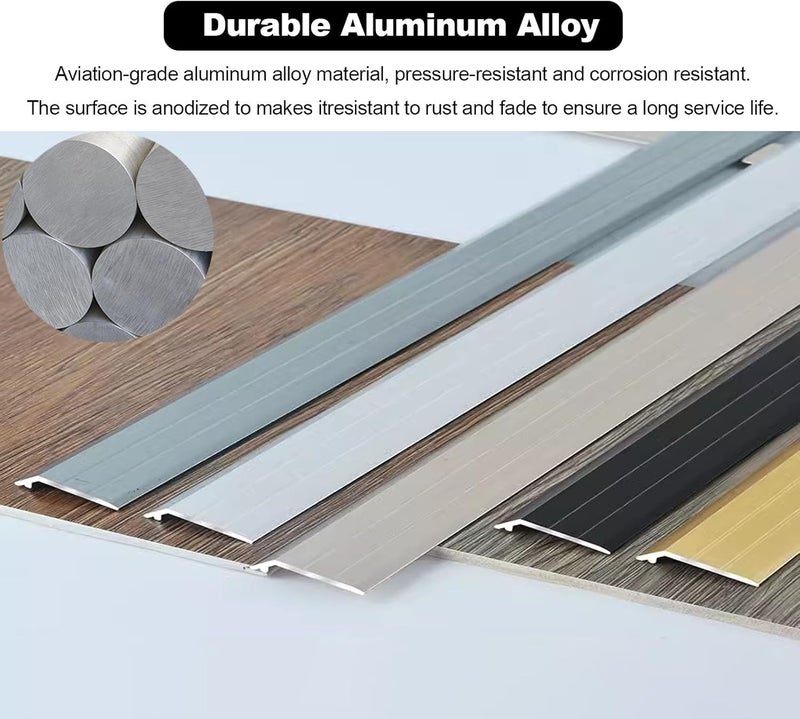 Transition Bar with Anti Slip, Laminate to Wood/Tile/Hardwood Floor Cover Strips, Flooring Edging Trim with Reducer, Easy to Clean (Dark Grey) - Image 4