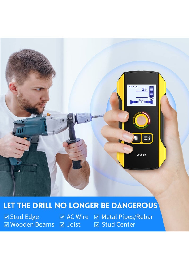 Stud Finder Wall Scanner, 6 in 1 Electronic Wall Wood Metal Stud Finder, Wall Detector with Upgraded Smart Sensor, Audio Alarm and HD LCD Display for Center and Edge of Wood, AC Wire, Metal