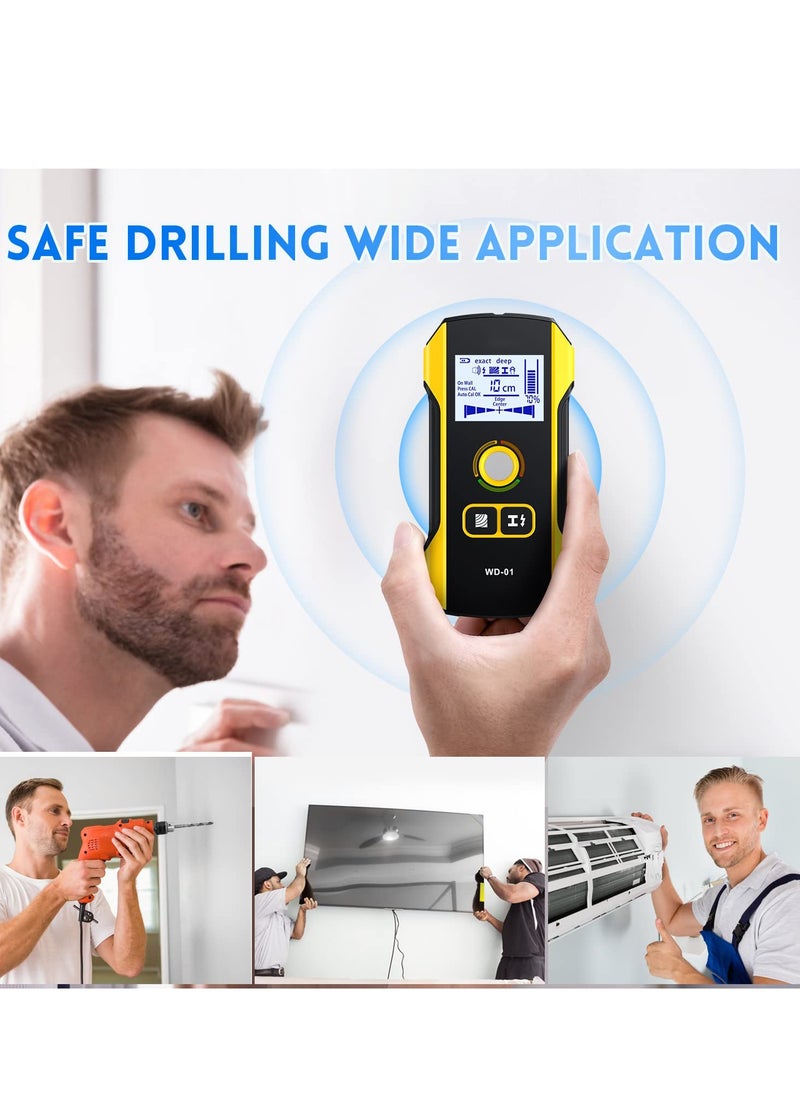 Stud Finder Wall Scanner, 6 in 1 Electronic Wall Wood Metal Stud Finder, Wall Detector with Upgraded Smart Sensor, Audio Alarm and HD LCD Display for Center and Edge of Wood, AC Wire, Metal
